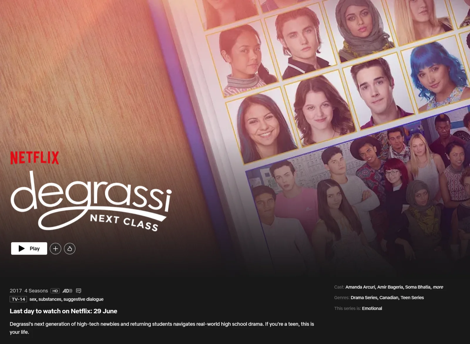 O fim de uma era: Degrassi: Next Class sai da Netflix em junho de 2026