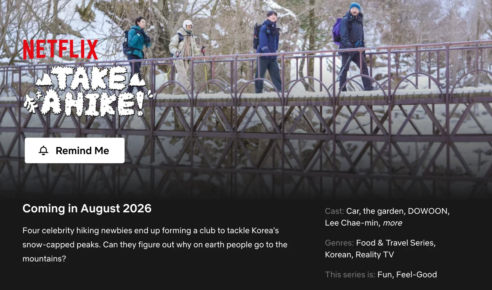 Take a Hike!: A série coreana que desafia quatro celebridades nas montanhas geladas da Netflix